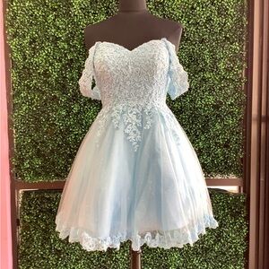Baby Blue, Lace Up, Dress